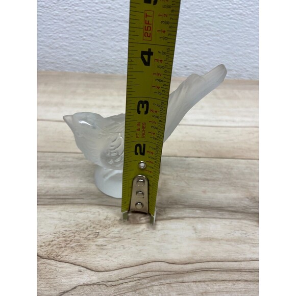 Vtg Frosted Glass Bird Figurine Desktop Paperweight - Picture 9 of 9